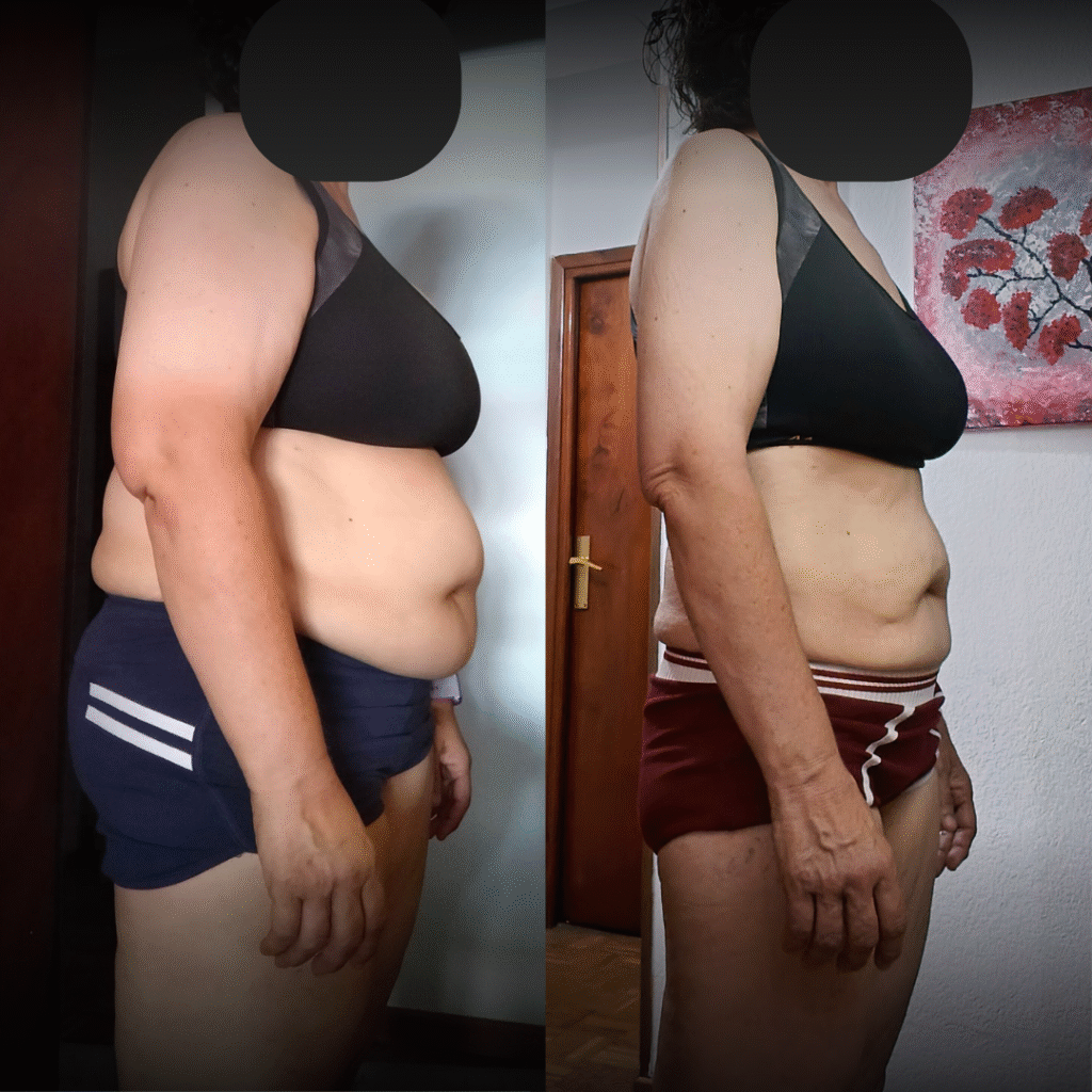 mujer menopausia perder peso-30kg trabajando mucho